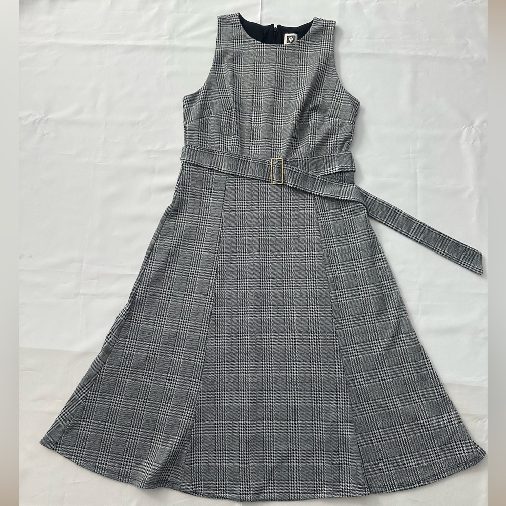 Anne Klein Plaid Midi Dress with Belt Size 6 - Picture 2 of 14
